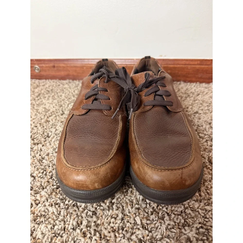 SAS Men Brown Leather Walking Shoes S-Motion Technology Made in USA 10 M